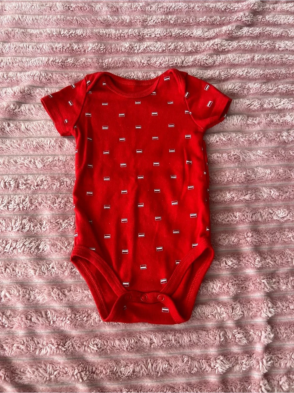Tommy Hilfiger Short-Sleeve One-Piece Bodysuit Set - Red, White, Gray, Navy